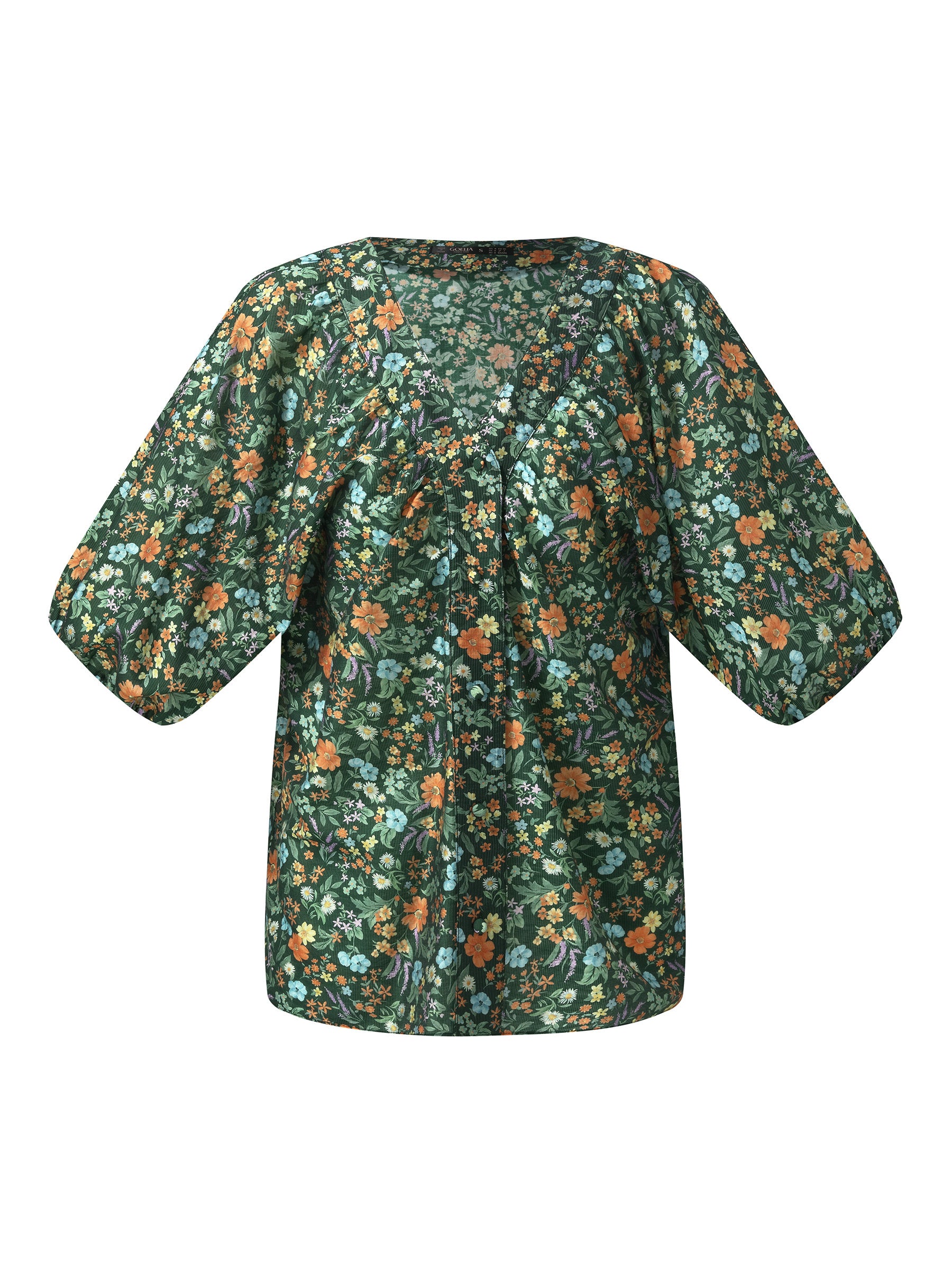 Tencel Blend Floral Print Women V-Neck Blouse