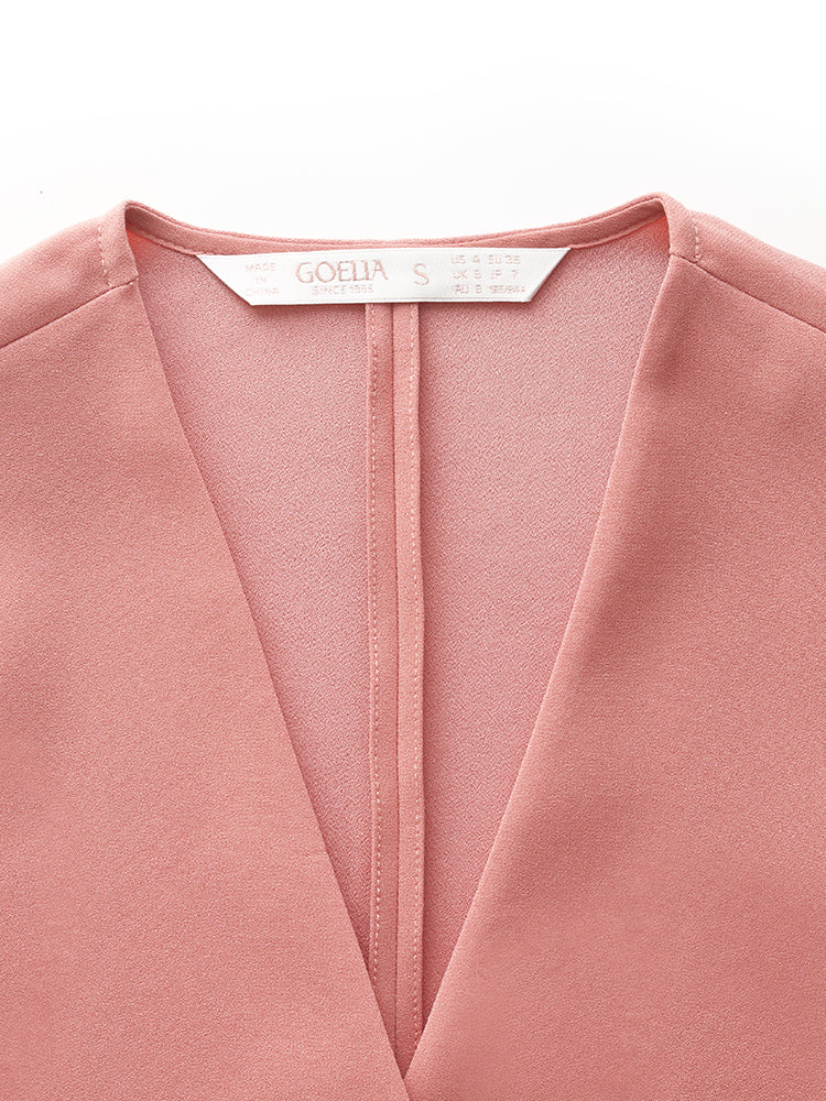 Acetate Collarless Women Crop Blazer