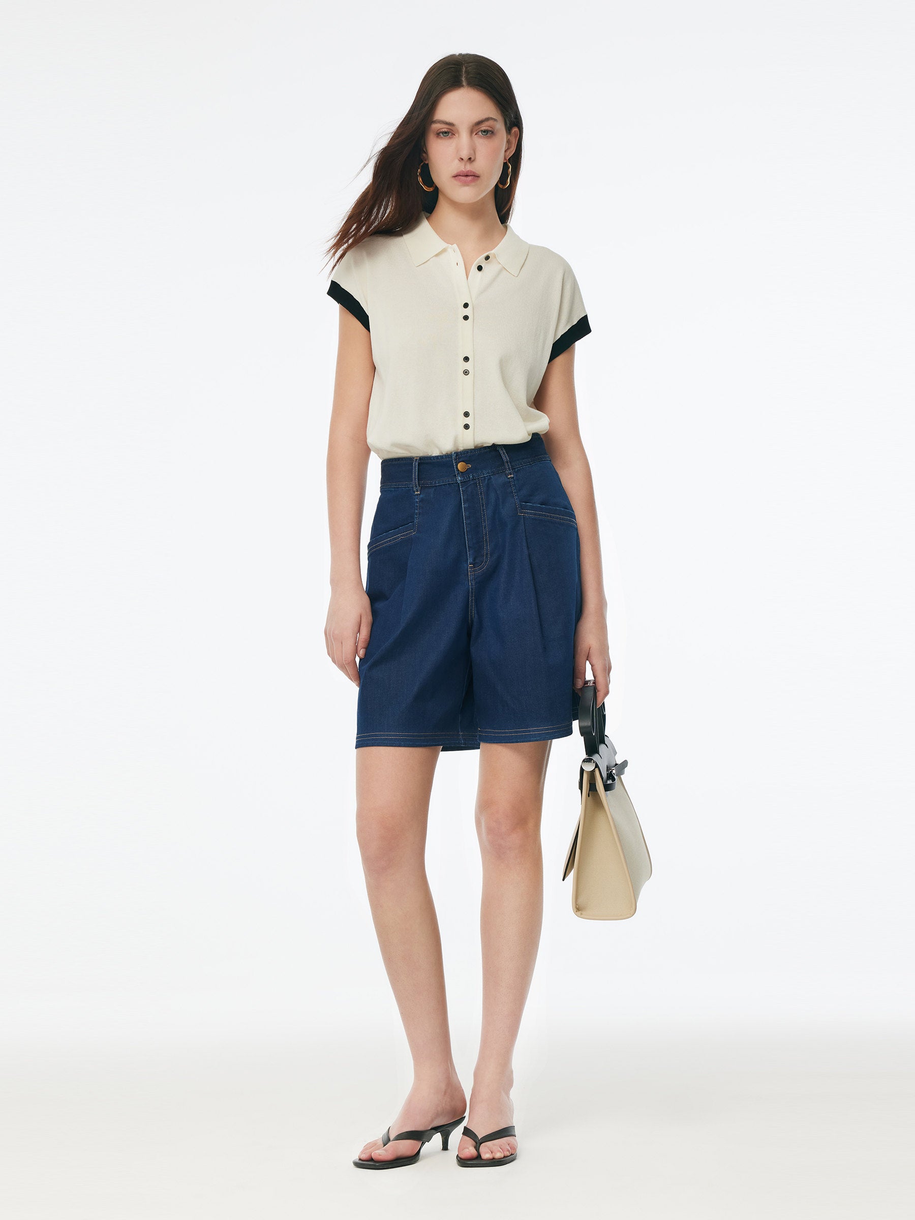 Denim Stretch Adjustable High-Waisted Women Shorts