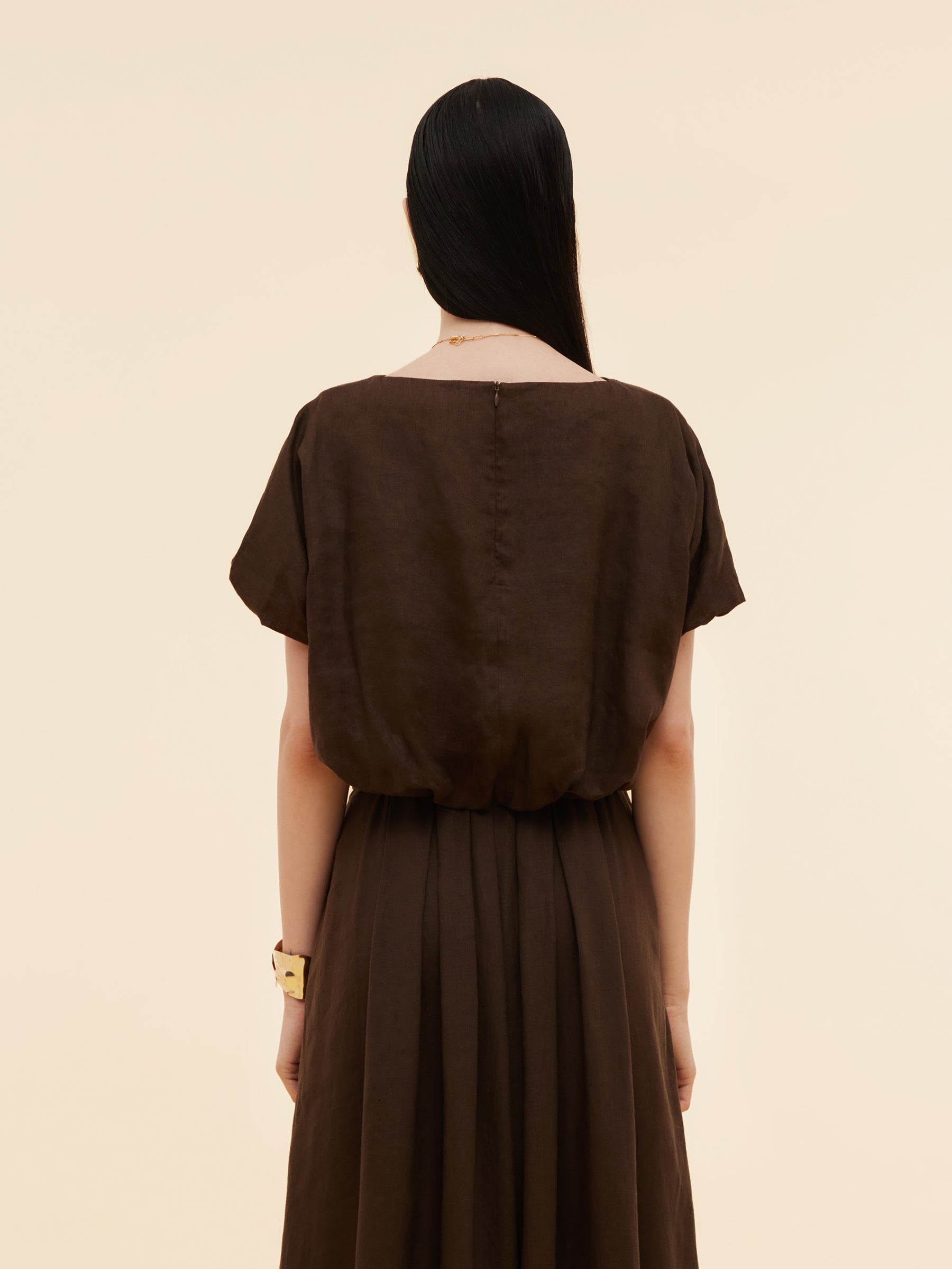 100% Linen Women Bud Sleeve Top