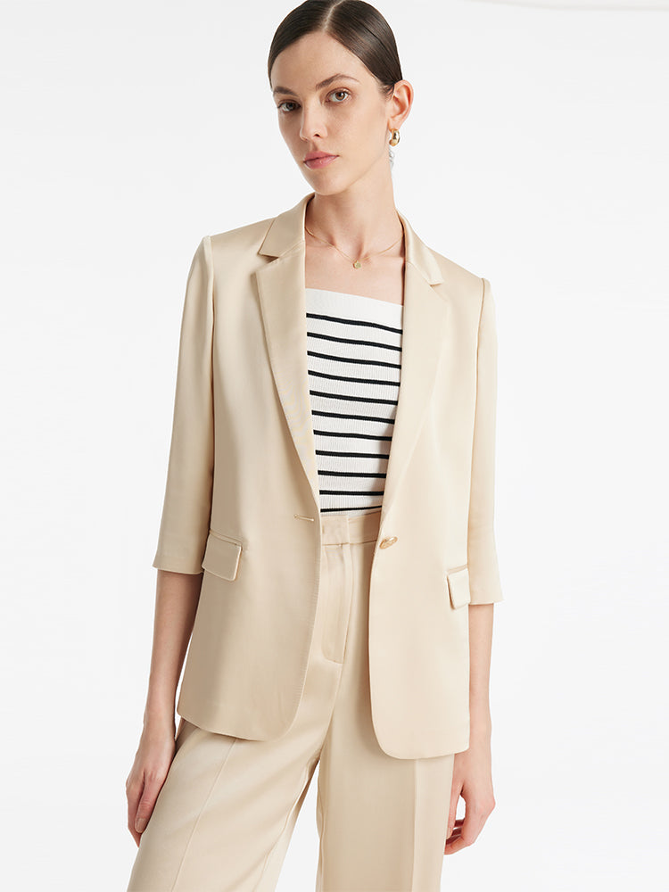 Acetate One Button Women Blazer