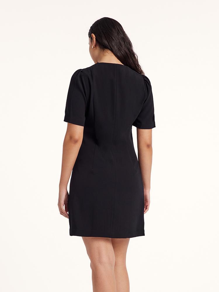Black Triacetate Button Front Mini Dress