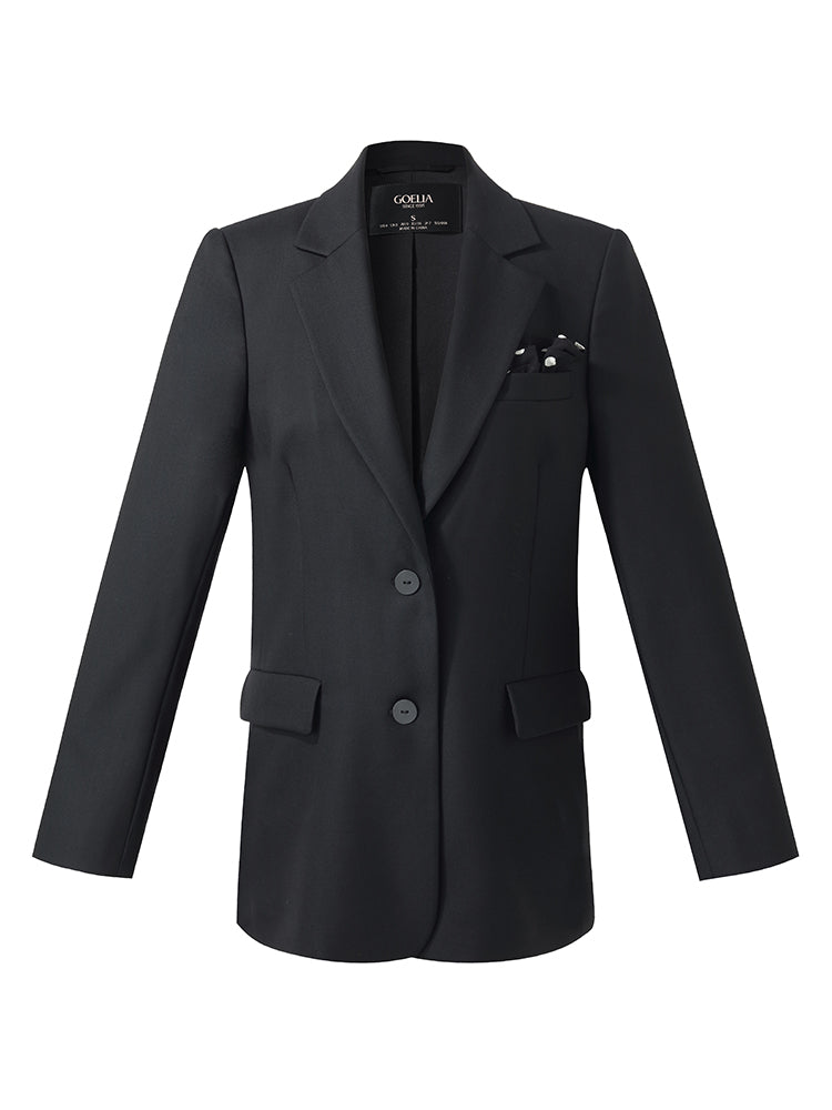 100% Wool Women Blazer With Detachable Brooch