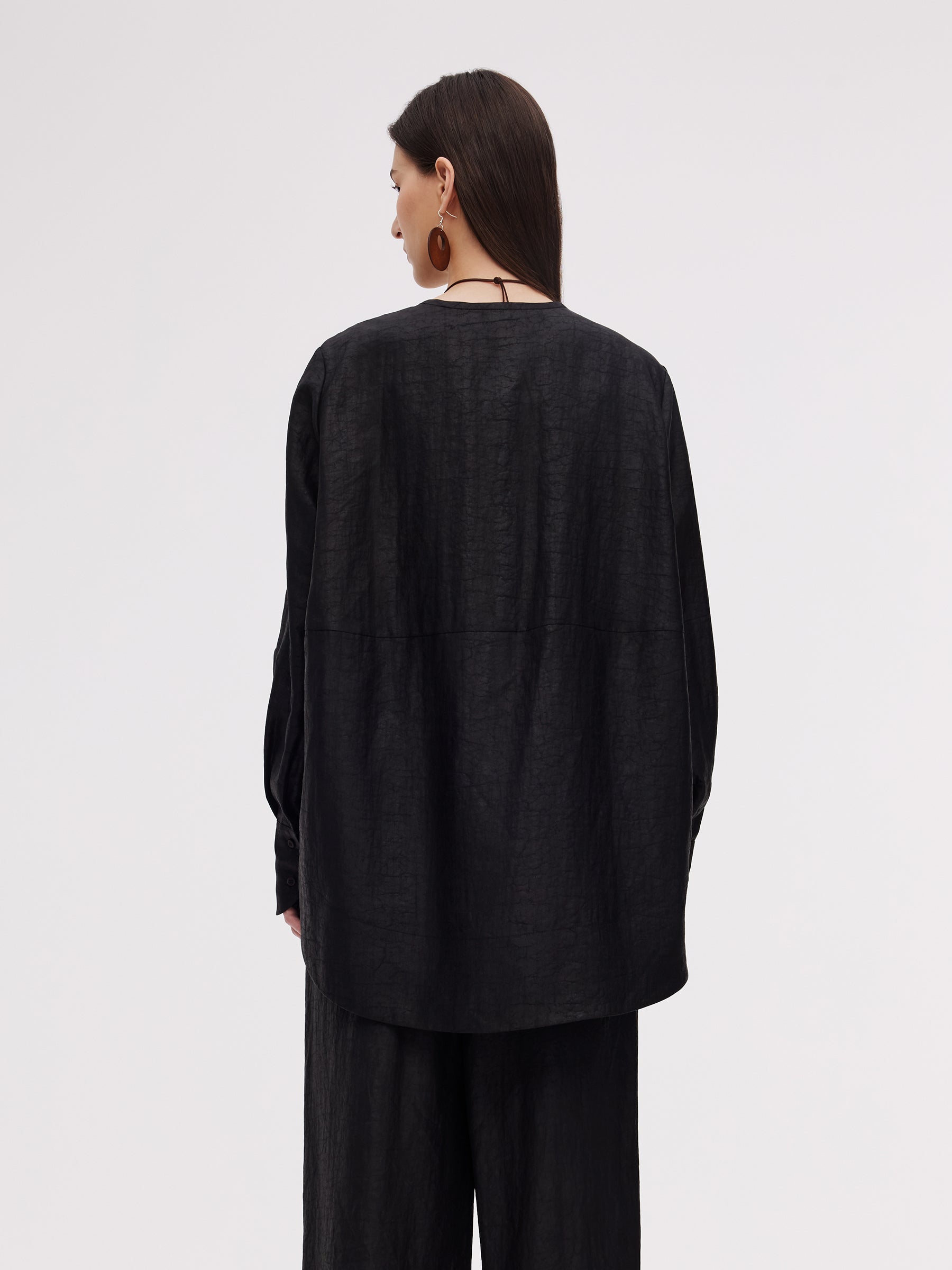 18MM Gambiered Canton Gauze Round Neck Women Shirt