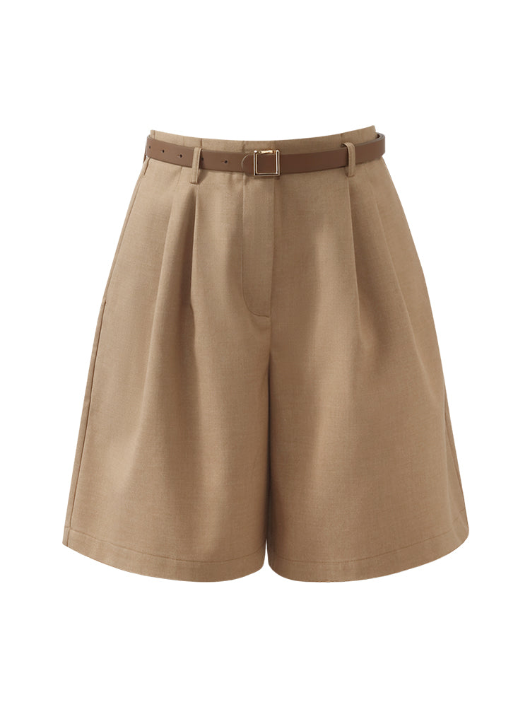 Loose A-Line Women Shorts With Belt