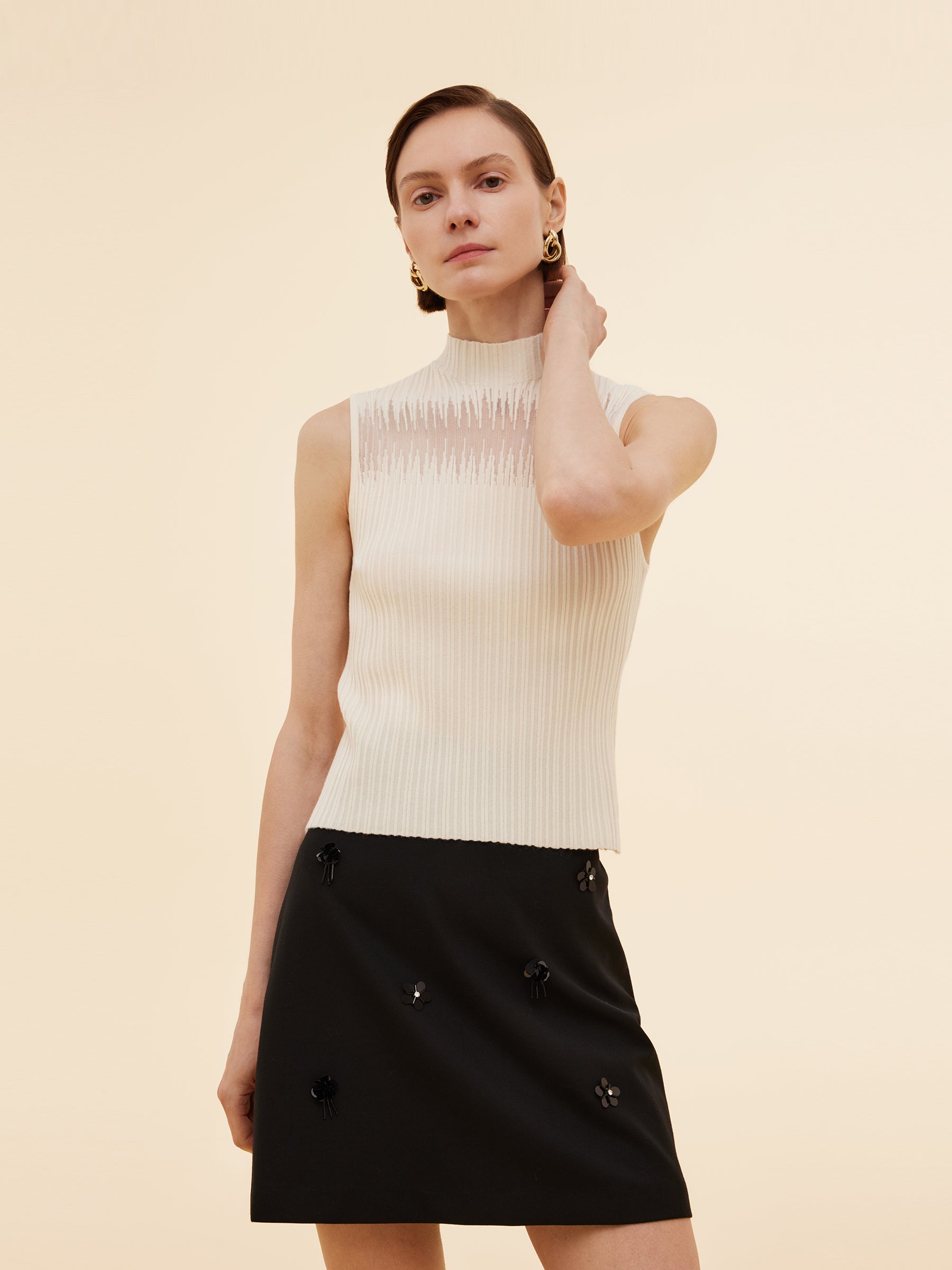 Tencel Blend Women Mock Neck Knit Tank Top