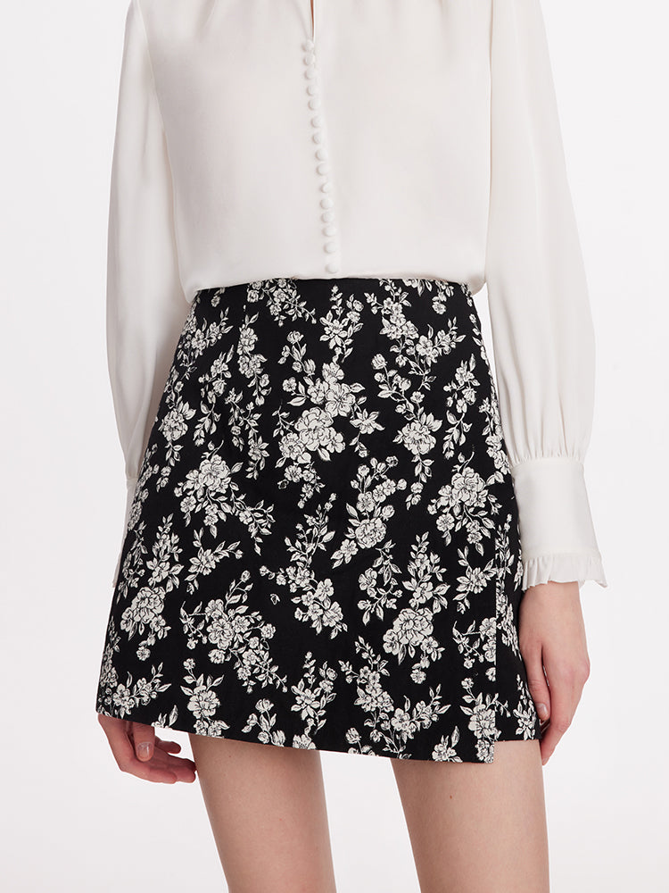 Camellia Jacquard A-Line Women Mini Skirt