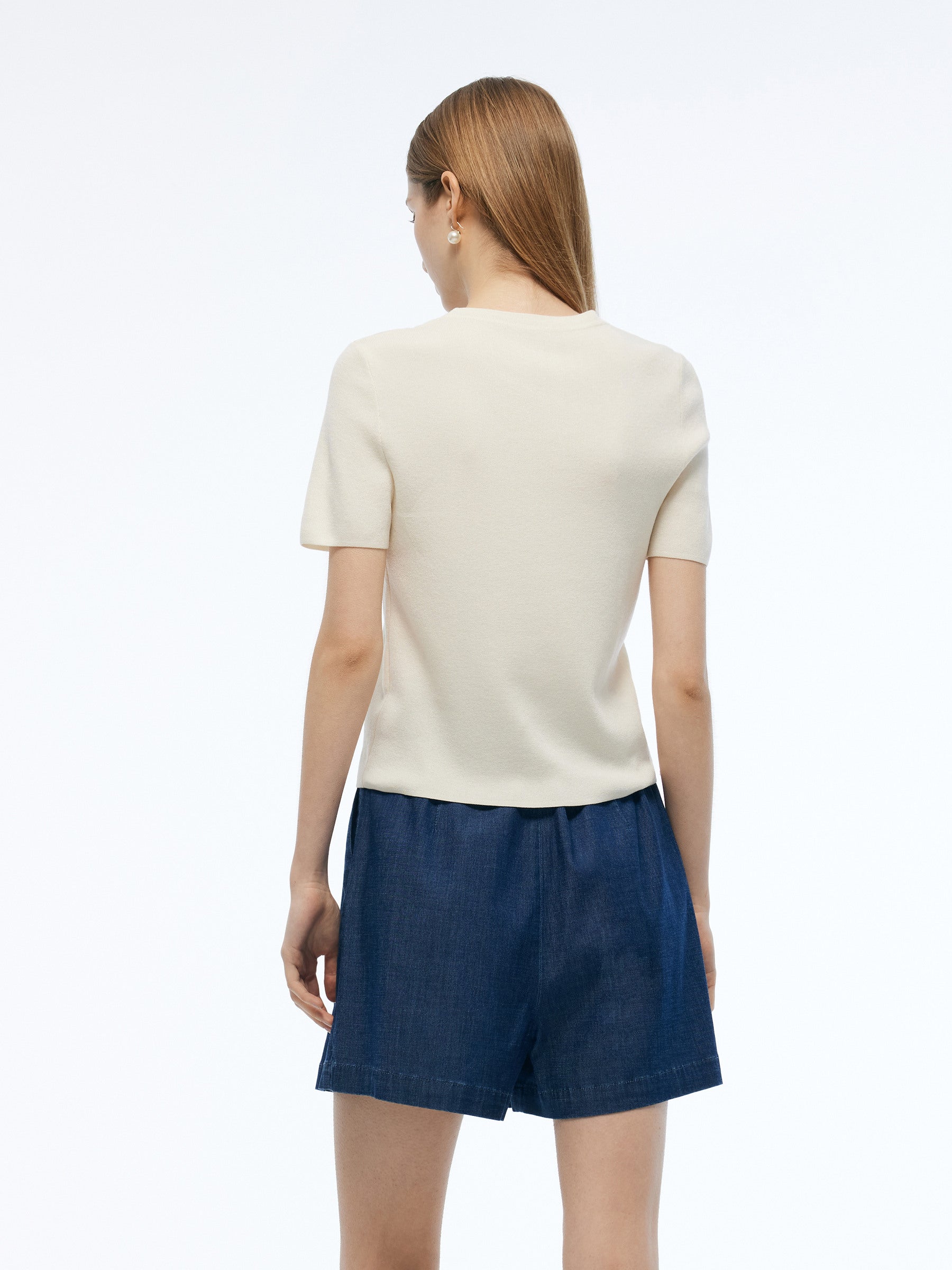 Tencel Blend Cut Out Women Knit Top