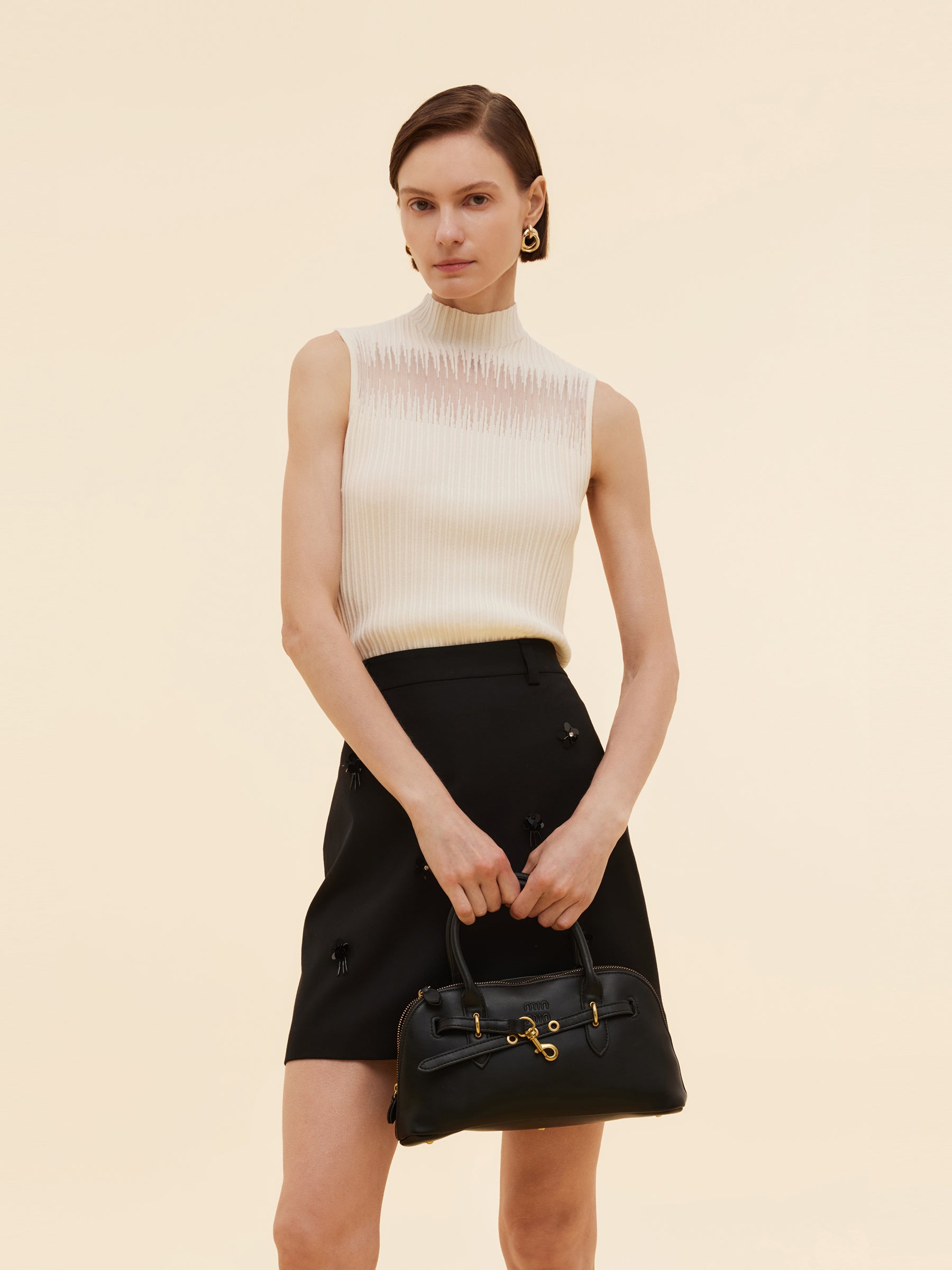 Tencel Blend Women Mock Neck Knit Tank Top