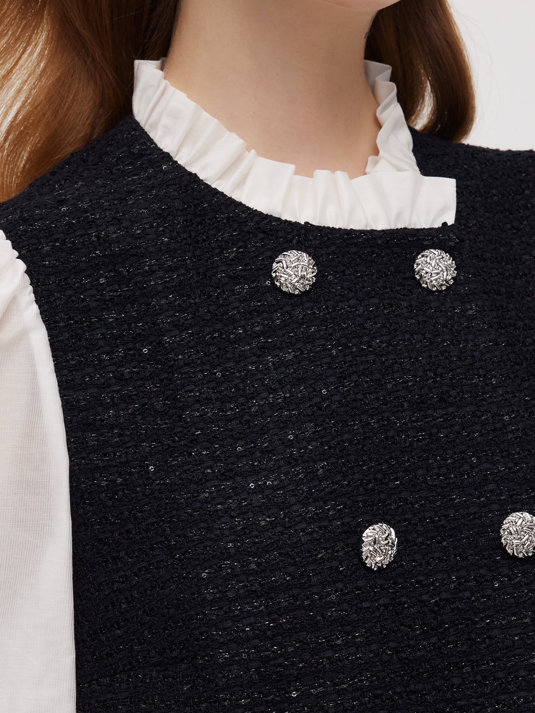 Tweed Faux Two-Piece Women Mini Dress