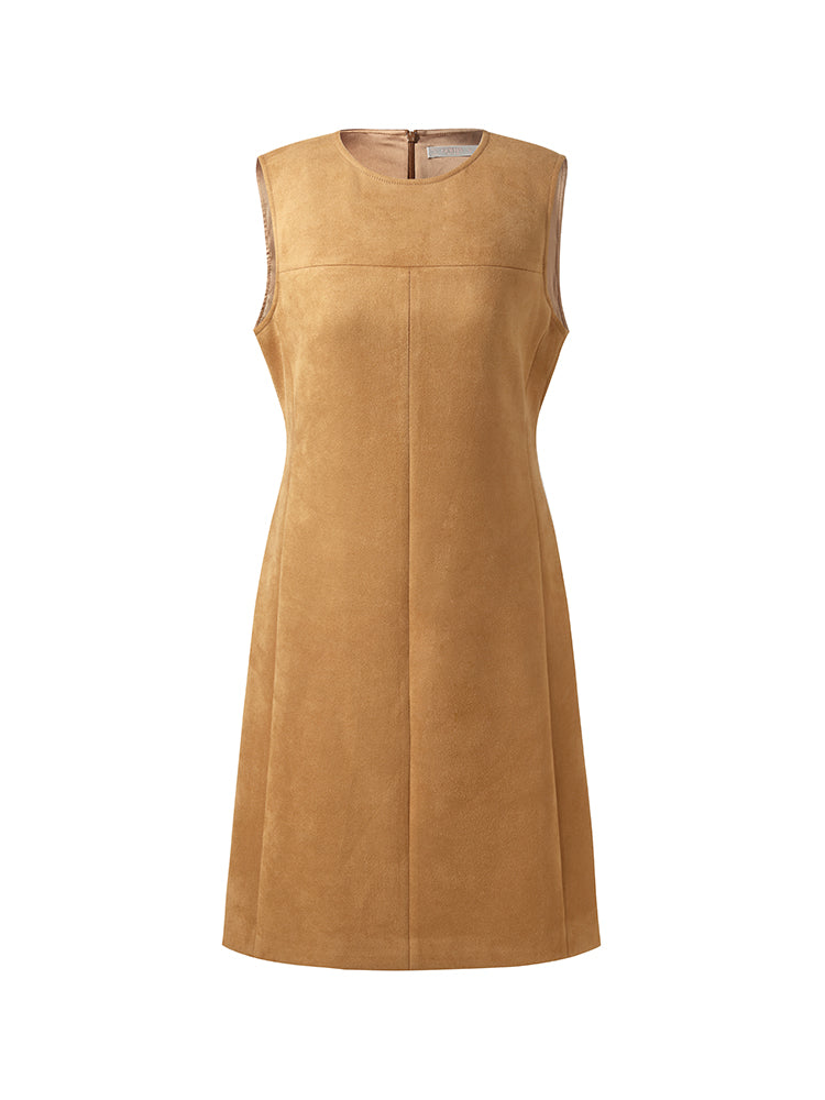 Faux Suede Women Vest Mini Dress