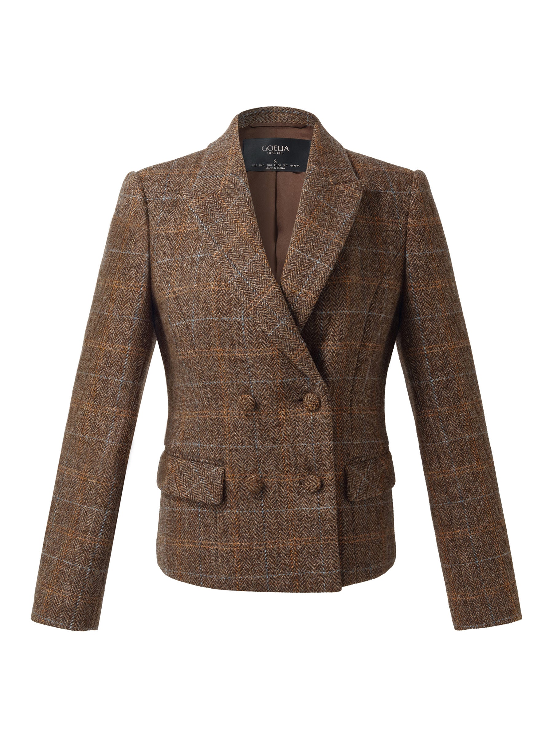 100% Wool Plaid Slim Fit Women Blazer