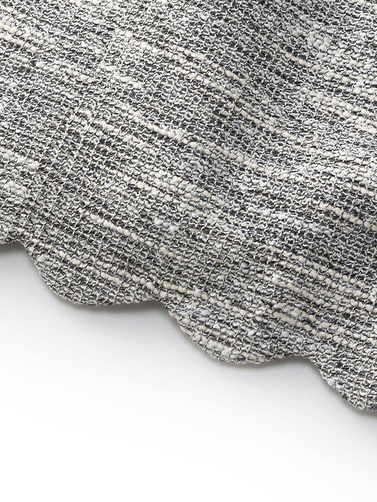 Faux Two-Piece Scallop Hem Women Mini Dress