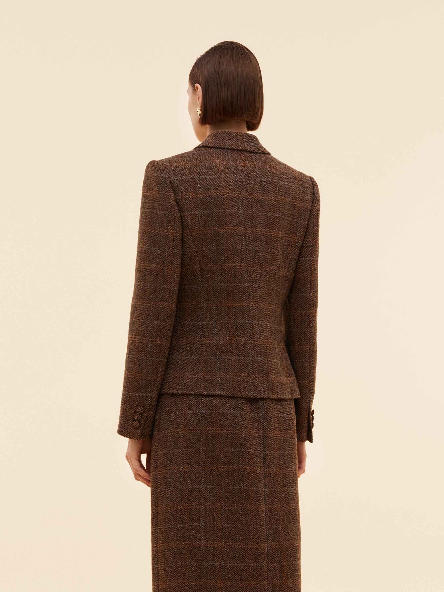 100% Wool Plaid Slim Fit Women Blazer